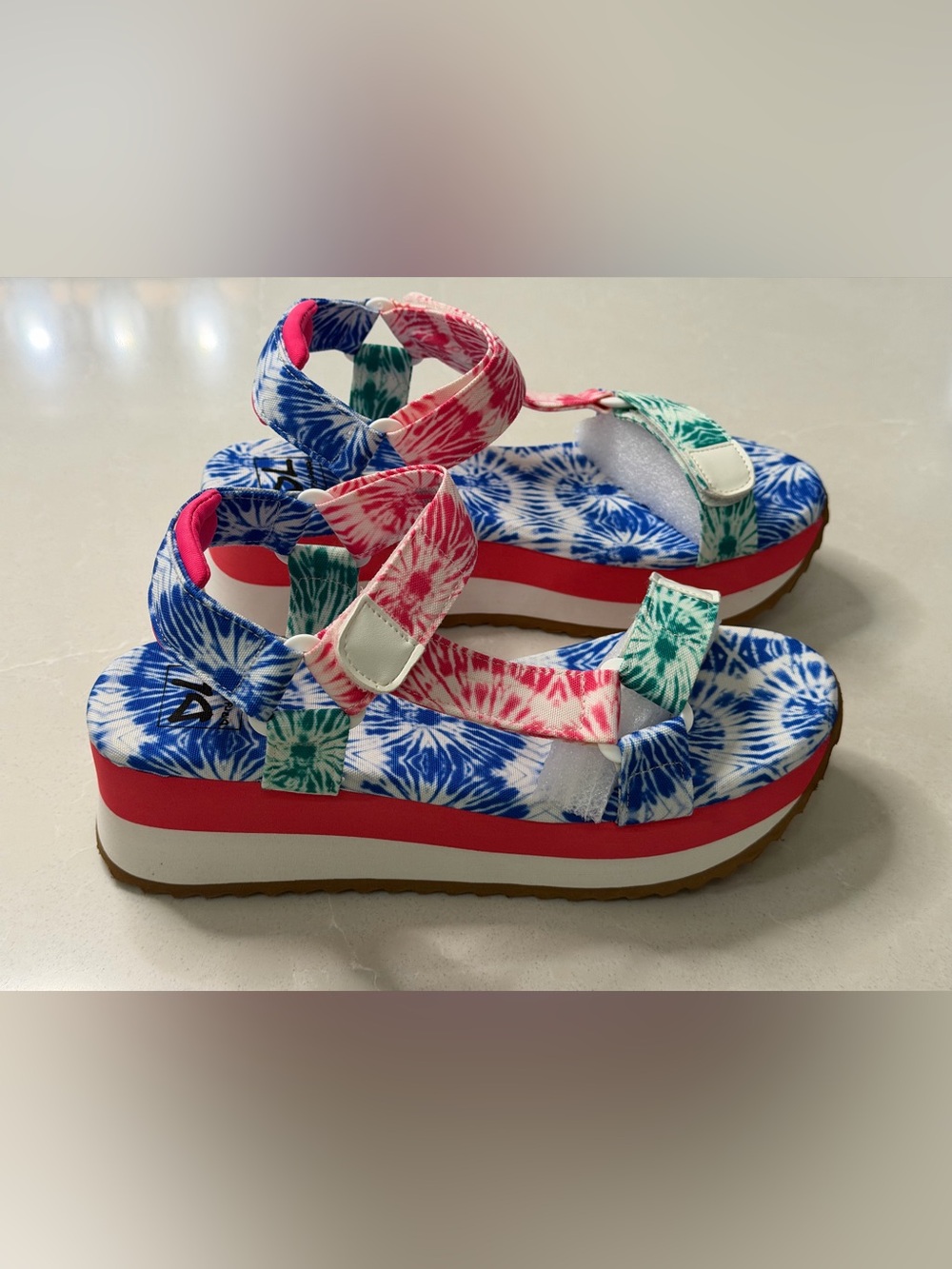 Dirty Laundry Goin' Out Tie Dye Chunky Platform Sandals 7.5 NIB